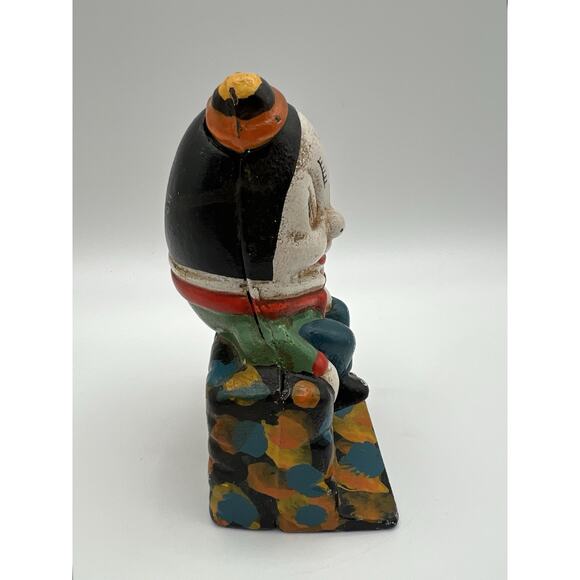 Vintage Cast Iron HUMPTY DUMPTY Coin Piggy Bank 5.25” Hand Painted - Picture 4 of 10